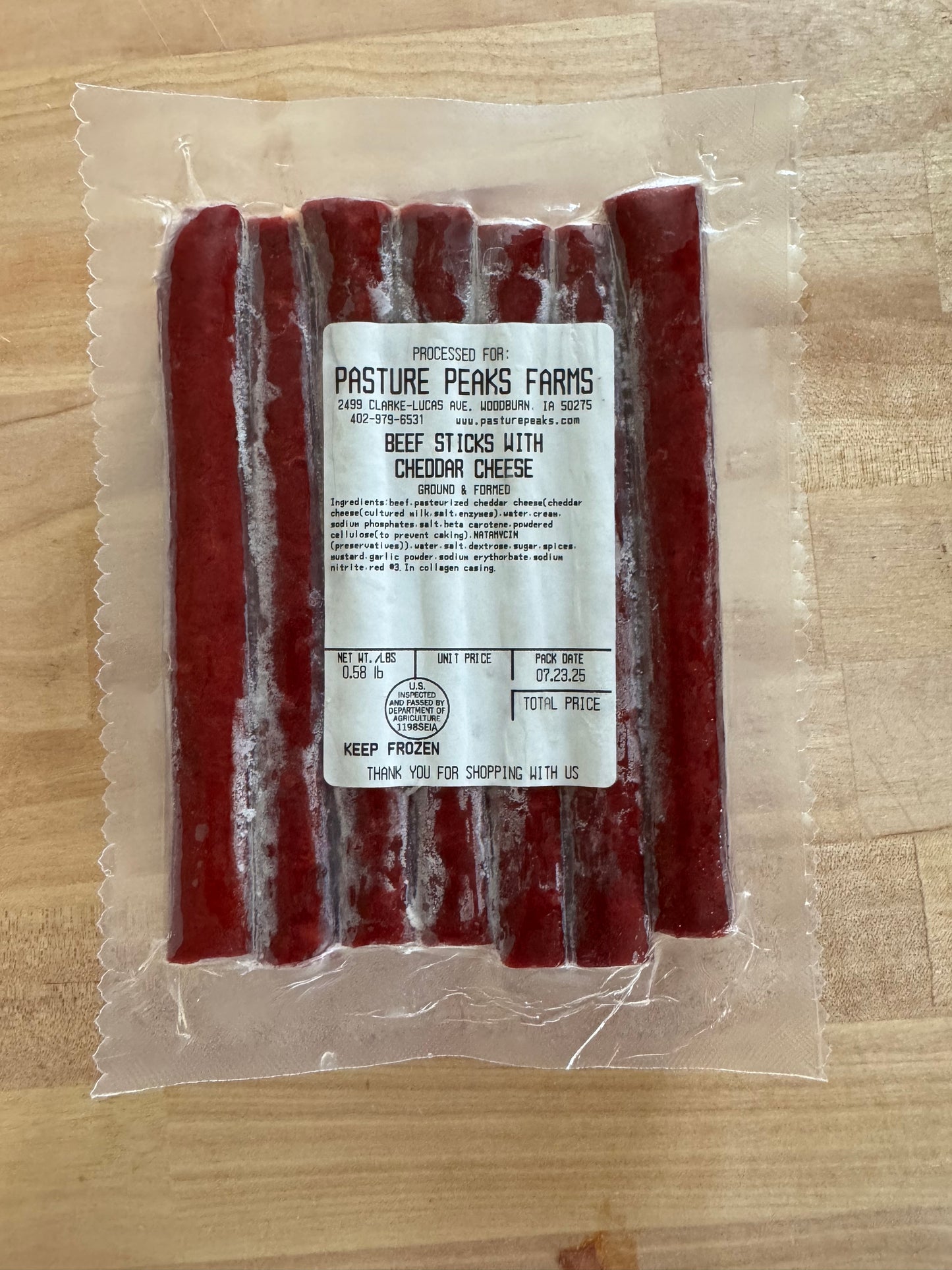 Cheddar cheese beef snack sticks